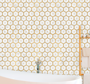 Papier peint chambre sticker hexagonal en marbre doré - TenStickers