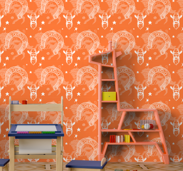 Papier peint chevaux motif cow-boy et étoile - TenStickers