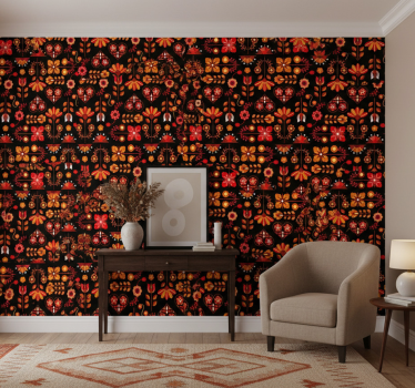 Papier peint couloir art populaire orange - TenStickers