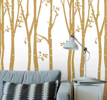 Papier peint couloir Bouleau dans le "nouveau style nostalgie" - TenStickers