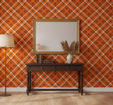 Papier peint couloir carreaux orange à motifs marron - TenStickers