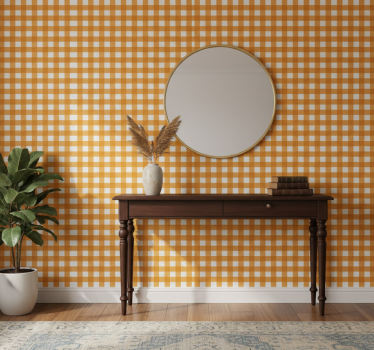 Papier peint couloir carrés orange et blancs - TenStickers