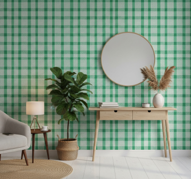 Papier peint couloir carrés verts et blancs - TenStickers