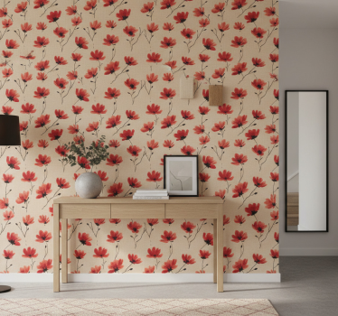 Papier peint couloir coquelicots rouges aquarelle - TenStickers