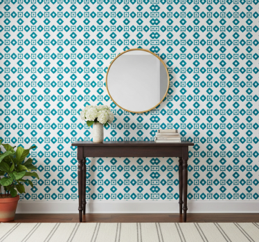 Papier peint couloir design géométrique bleu diamant - TenStickers