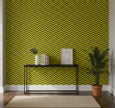 Papier peint couloir design zigzag noir et jaune - TenStickers