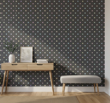 Papier peint couloir étoiles colorées sur fond gris - TenStickers