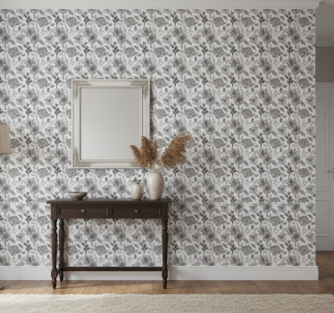 Papier peint couloir fleurs grises élégantes - TenStickers