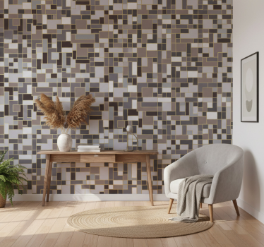 Papier peint couloir mosaïque de rectangles gris - TenStickers