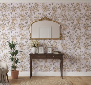 Papier peint couloir motif de roses élégantes - TenStickers