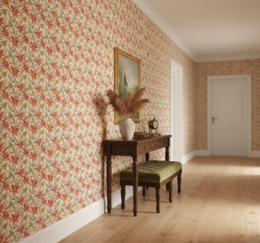 Papier peint couloir motif floral lys vintage coloré - TenStickers