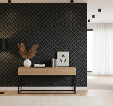 Papier peint couloir motif géométrique noir carré - TenStickers