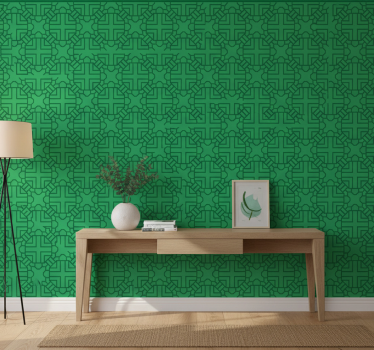 Papier peint couloir motif géométrique vert - TenStickers