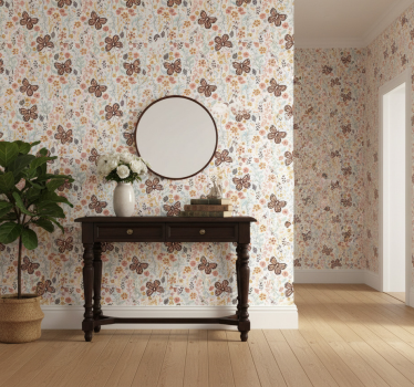 Papier peint couloir motif jardin de papillons - TenStickers