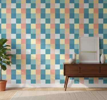 Papier peint couloir motif rétro coloré patchwork - TenStickers