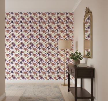 Papier peint couloir motif roses et fleurs - TenStickers