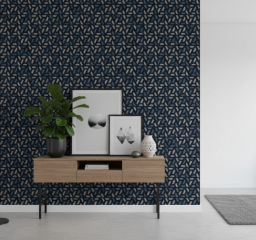 Papier peint couloir motif triangles bleus et gris - TenStickers