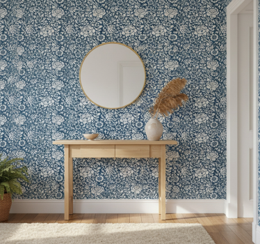 Papier peint couloir motif vintage bleu - TenStickers