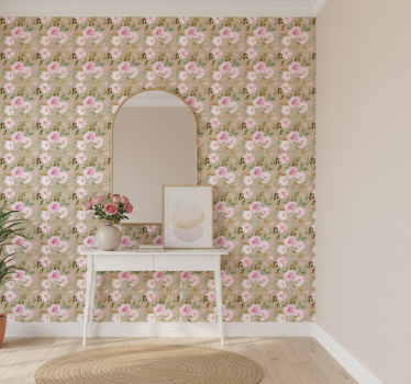 Papier peint couloir motifs floraux roses - TenStickers