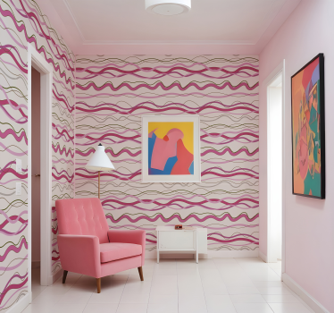 Papier peint couloir rayures ondulées rose - TenStickers