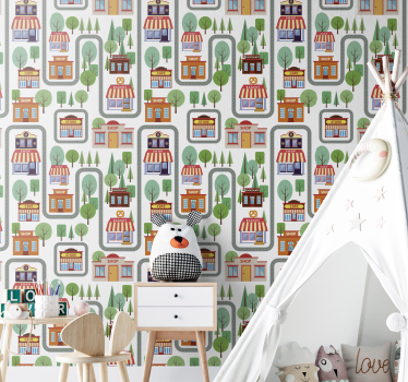 Papier peint de la chambre du village de l'enfant - TenStickers