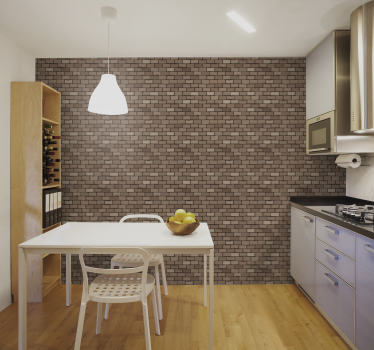 Papier peint pour cuisine imitation mur en briques - TenStickers