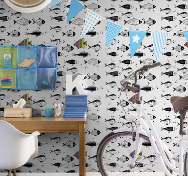 Papier peint poissons nageant à contre-courant - TenStickers