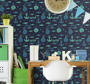Papier peint enfant Poissons et ancres de mer - TenStickers