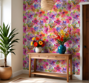 Papier peint entrée motif de fleurs multicolores - TenStickers