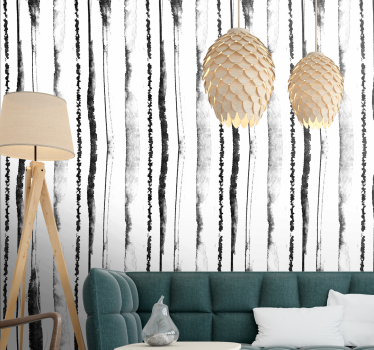 Papier peint ligne verticale motif organique noir et blanc - TenStickers