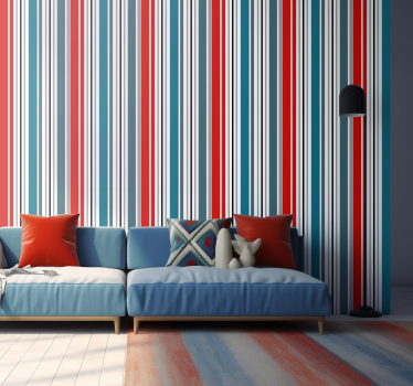 Papier peint ligne verticale bleu et rouge - TenStickers