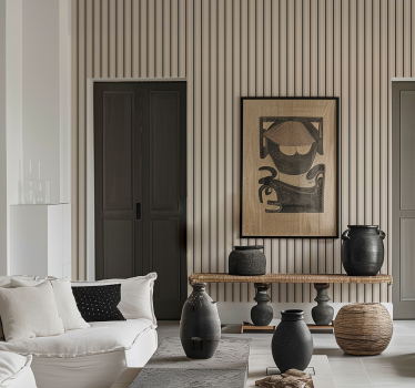 Papier peint ligne verticale couleurs noir et beige - TenStickers