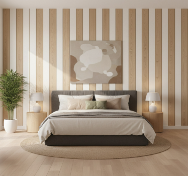 Papier peint ligne verticale effet panneau bois - TenStickers