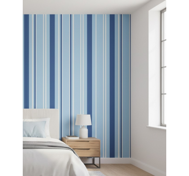 Papier peint ligne verticale rayures bleu clair et foncé - TenStickers