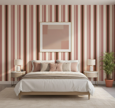Papier peint ligne verticale rayures roses et brunes - TenStickers