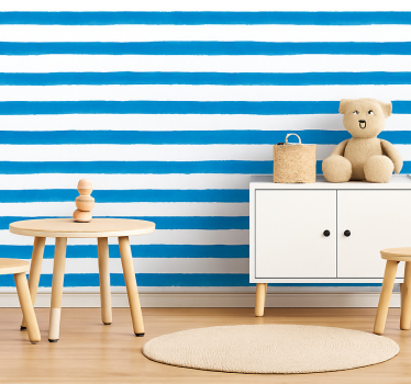 Papier peint lignes horizontales aquarelle bleue - TenStickers
