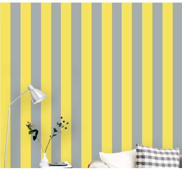 Papier peint lignes horizontales rayures gris jaune - TenStickers