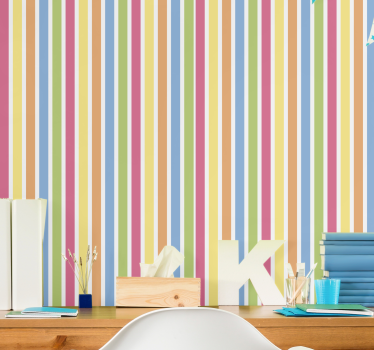 Papier peint lignes horizontales rayures multicolores - TenStickers