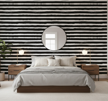 Papier peint lignes horizontales rayures noir et blanc - TenStickers