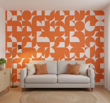 Papier peint motif cercle orange art géométrique - TenStickers