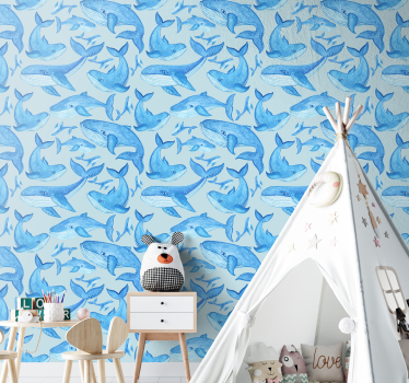 Papier peint poissons modèles de baleines aquatiques - TenStickers