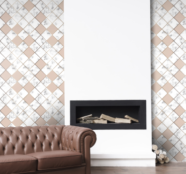 Papier peint pierre Carrelage en marbre rose en céramique - TenStickers