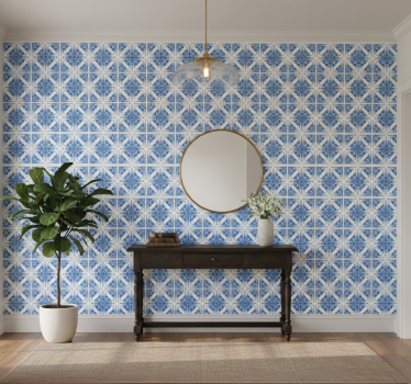 Papier peint pierre motif bleu classique - TenStickers