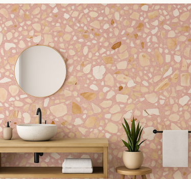 Papier peint pierre rose terre terrazzo - TenStickers