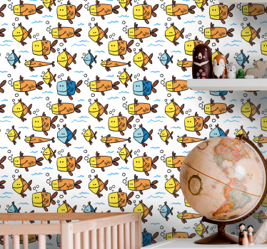 Papier peint poissons dessin animé aquatique amusant - TenStickers