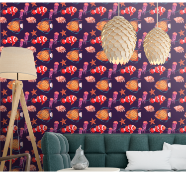 Papier peint poissons ensemble de vie aquatique - TenStickers