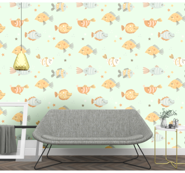 Papier peint poissons modèle d'amis aquatiques - TenStickers