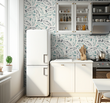 Papier peint poissons motif saumon - TenStickers