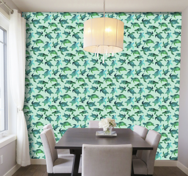 Papier peint poissons motif tortue - TenStickers