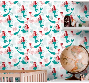 Papier peint poissons paysage marin de sirène - TenStickers